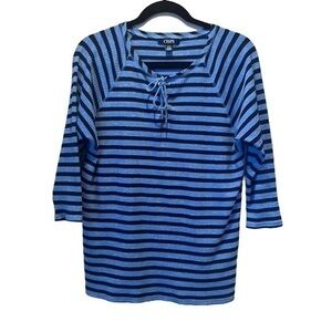Chaps Women’s Blue Striped Shirt Size Small